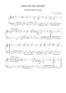 Partition Il Fine delle Caccia - II en D minor [BWV Anh.140], 18 pièces pour a Musical Clock