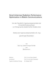 Small antennas radiation performance optimization in mobile communications [Elektronische Ressource] / von Celestin Tamgue Famdie