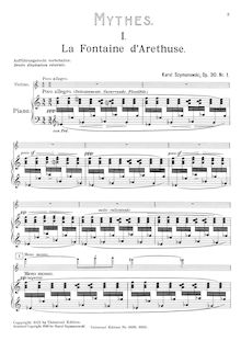 Partition , La Fontaine d Arethuse, Mythes, Op.30, Szymanowski, Karol