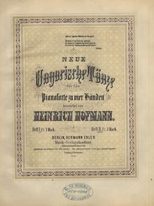 Partition couverture couleur, Neue Ungarische Tänze, Hofmann, Heinrich
