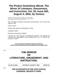 The Mirror of Literature, Amusement, and Instruction - Volume 20, No. 560, August 4, 1832