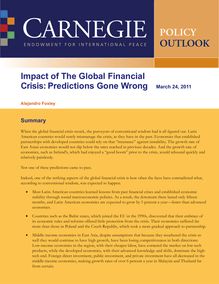Impact of The Global Financial Crisis: Predictions Gone Wrong