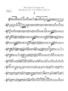 Partition hautbois 1, 2, Symphony No.5, E minor, Tchaikovsky, Pyotr