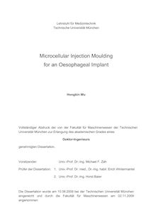 Microcellular injection moulding for an oesophageal implant [Elektronische Ressource] / Hongbin Wu