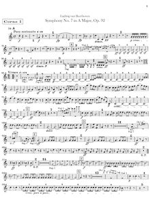 Partition cor 1, 2 (A, E, D), Symphony No.7, A major, Beethoven, Ludwig van