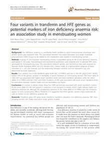 Four variants in transferrin and HFEgenes as potential markers of iron deficiency anaemia risk: an association study in menstruating women