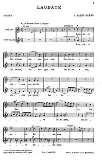 Partition complète, Laudate Dominum, Op.149, Saint-Saëns, Camille