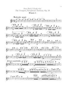 Partition flûte 1, 2, pour Tempest, Буря, F minor, Tchaikovsky, Pyotr
