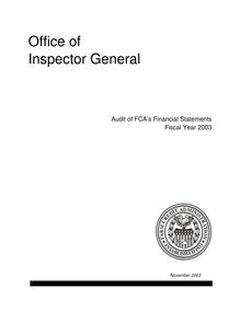 FY 2003 Audit of FCA's Financial Statements