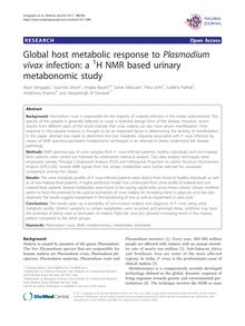 Global host metabolic response to Plasmodium vivaxinfection: a 1H NMR based urinary metabonomic study