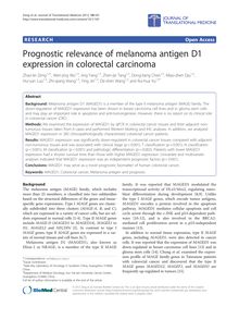 Prognostic relevance of melanoma antigen D1 expression in colorectal carcinoma