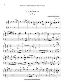 Partition , Trio, Livre d Orgue, Grigny, Nicolas de