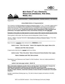 Citation formats - MLA Style (7 ed.): Electronic Resources ...