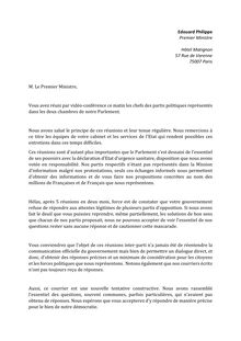 Lettre de Marine Le Pen et Nicolas Dupont-Aignan au premier ministre du 20 avril 2020