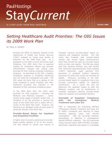 Stay Current Setting Healthcare Audit Priorities The  OIG Issues Its 2009 Work Plan