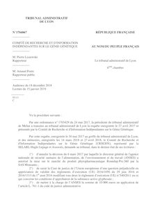 Glyphosate  : le jugement du tribunal administratif de Lyon