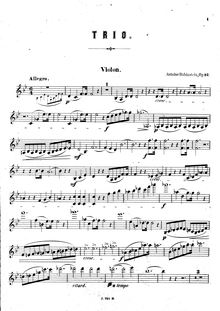 Partition de violon, Piano Trio No.3, Op.52, B♭ major
