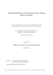 The thermal history of the western Lower Saxony Basin, Germany [Elektronische Ressource] / vorgelegt von Yvonne Adriasola Muñoz