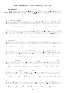 Partition ténor 2 , partie [C3 clef], Missa Papae Marcelli, Palestrina, Giovanni Pierluigi da