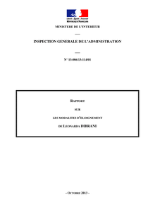 Rapport sur les modalités d'éloignement de Leonarda Dibrani (Inspection générale de l'administration)