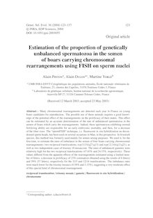 Estimation of the proportion of genetically unbalanced spermatozoa in the semen of boars carrying chromosomal rearrangements using FISH on sperm nuclei