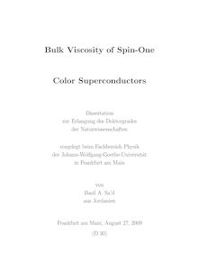 Bulk viscosity of spin-one color superconductors [Elektronische Ressource] / von Basil A. Saʻd