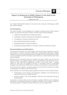 UOW AUQA Audit Progress Report 210907 Final
