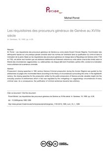 Les réquisitoires des procureurs généraux de Genève au XVIIIe siècle - article ; n°1 ; vol.19, pg 4-26