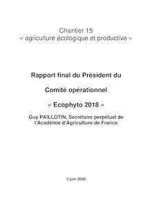 Grenelle de l environnement - Chantier n°15 « Agriculture écologique et productive »
