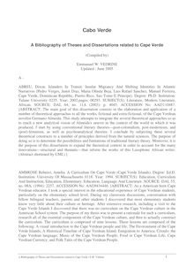 A Bibliography of Theses and Dissertations related to Cape Verde
