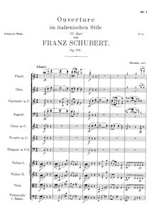Partition complète (D.591), Overture en C major en pour italien style, D.591 (Op.170)