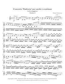 Partition violon 1 , partie, Concerto  Sinfonia  per archi e continuo