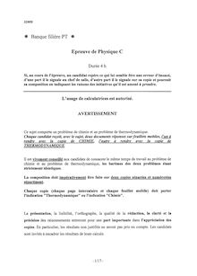 Physique C 2008 Classe Prepa PT Banque Filière PT