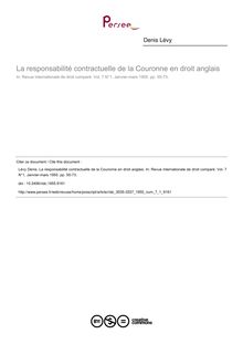 La responsabilité contractuelle de la Couronne en droit anglais - article ; n°1 ; vol.7, pg 55-73