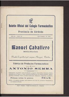 Boletín Oficial del Colegio Farmacéutico de la Provincia de Córdoba, n. 131 (1934)