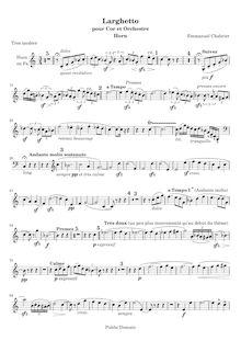 Partition cor solo (en F), Larghetto, Chabrier, Emmanuel