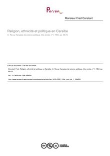 Religion, ethnicité et politique en Caraïbe - article ; n°1 ; vol.44, pg 49-74