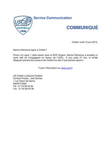 US Créteil-Lusitanos :  Sacha Clémence signe à Créteil 
