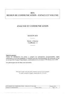 Analyse et communication 2010 BTS Design de communication, espace et volume