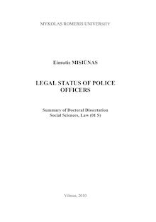 Legal Status of Police Officers ; Policijos pareigūnų teisinis statusas