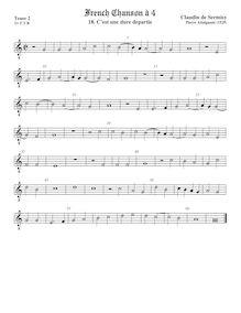 Partition ténor viole de gambe 2, octave aigu clef, French Chanson