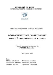 Developpement des competences et mobilite professionnelle these de doctorat ezzeddine mbarek 2007