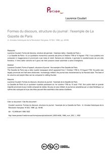 Formes du discours, structure du journal : l exemple de La Gazette de Paris  - article ; n°1 ; vol.303, pg 49-66