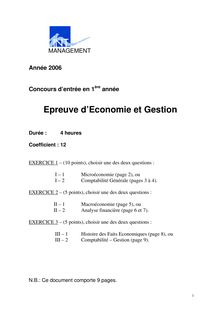 Economie et Gestion 2006 TELECOM Management