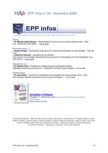 EPP infos n° 39 - Novembre 2009