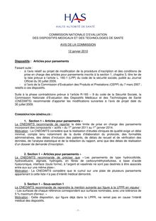 Articles pour pansements - Dossier complet - Articles pour pansements - CNEDiMTS du 12 janvier 2010 (2260)
