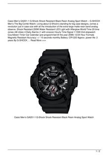 Casio Men8217s GA2011 GShock Shock Resistant Black Resin Analog Sport Watch Watch Review