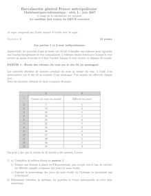 Baccalaureat general France metropolitaine Mathematiques informatique serie L juin
