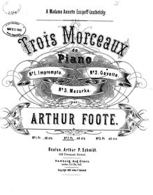 Partition complète, Trois Morceaux, Op.3, Foote, Arthur