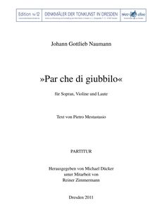 Partition complète, Par che di giubbilo, Canzone für Sopran, Violine und Laute (Arie des Arpago aus »Ciro riconosciuto«, Atto I, Scena II)